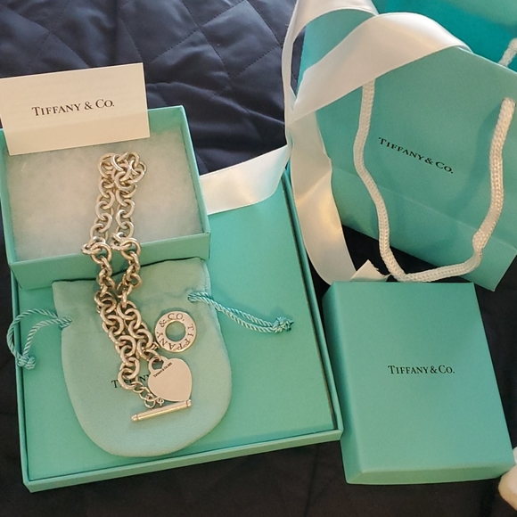 SOLD--Tiffany & Co Toggle Necklace with Heart Tag - Picture 9 of 12